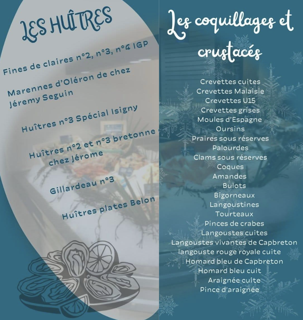 Plateaux de fruits de mer de Noël - Poissons fumés et produits festifs